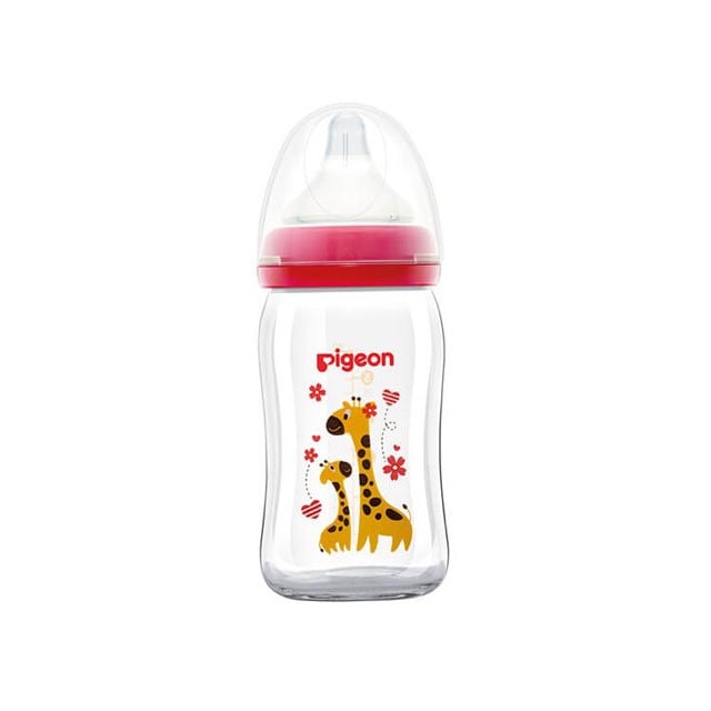 Pigeon Softouch Glass Bottle Decorated Wide Neck 160ml