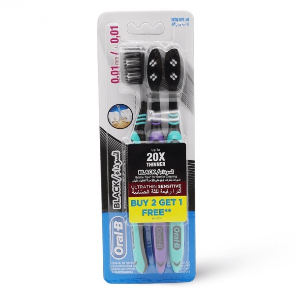 Oral-B Black Toothbrush 0.01mm 2+1 Pack