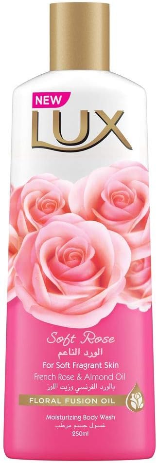 Lux Body Wash Soft Rose 250ml with Loofah