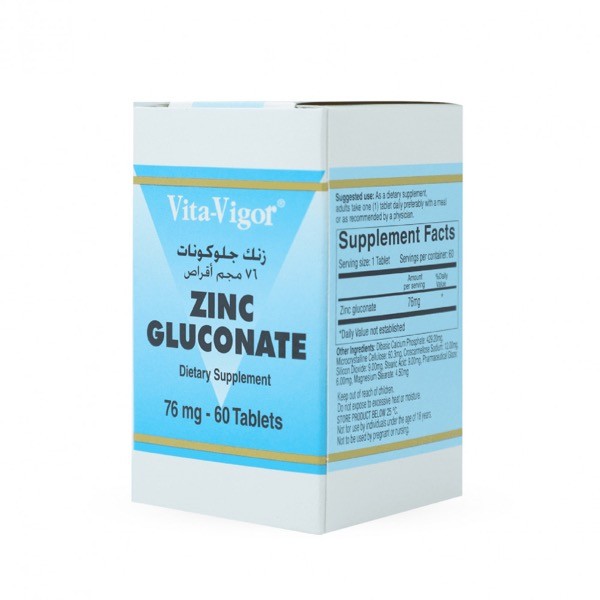 Vita-Vigor Zinc Gluconate 76mg Tablets 60