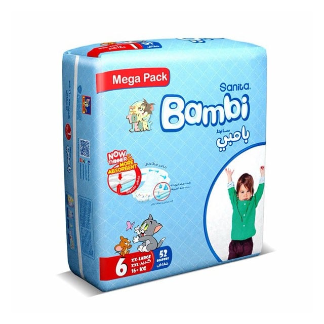 Sanita Bambi Diapers Size 6 Extra Large16+kg 52 Diapers