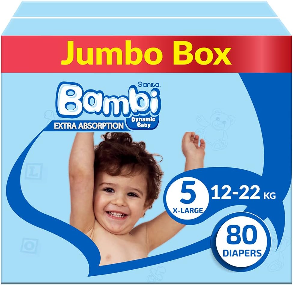 Sanita Bambi Diapers Size 5 X-Large Box 80