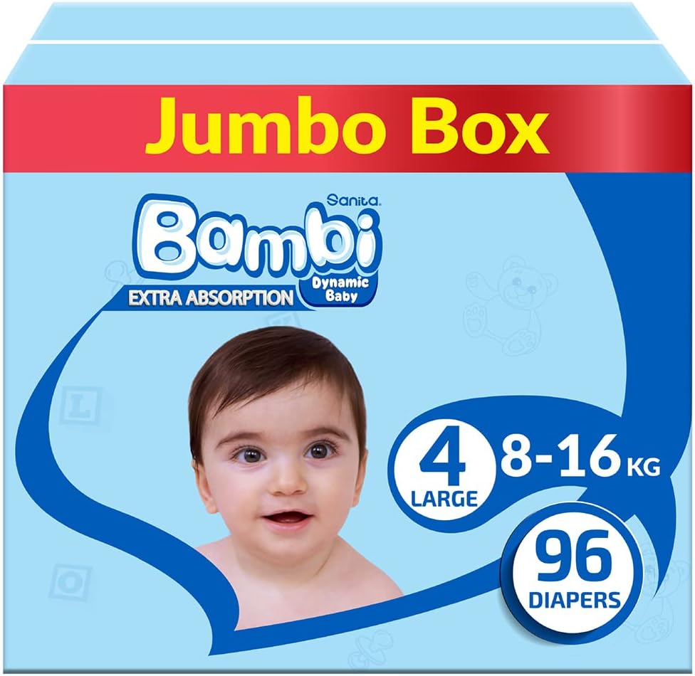 Sanita Bambi Diapers Size 4 Large Box 96