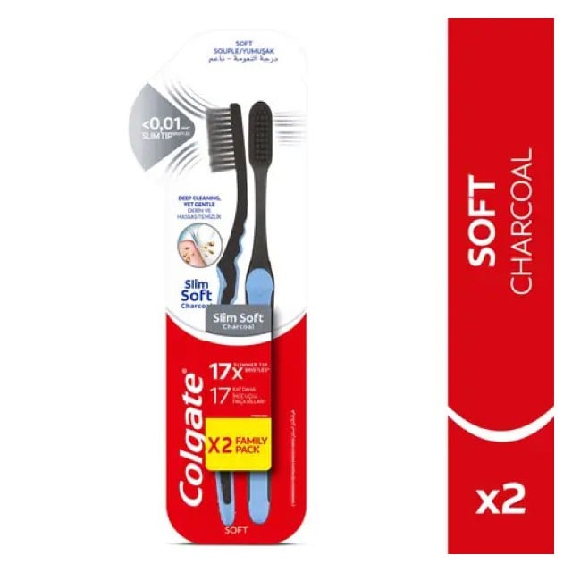 Colgate Slim Soft Charcoal Toothbrush 1+1 Free