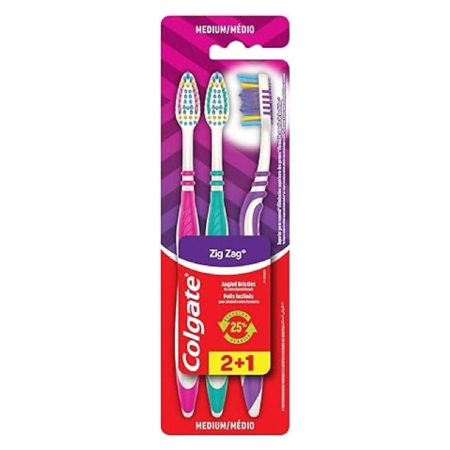 Colgate Zigzag Medium Toothbrush 3 Pack