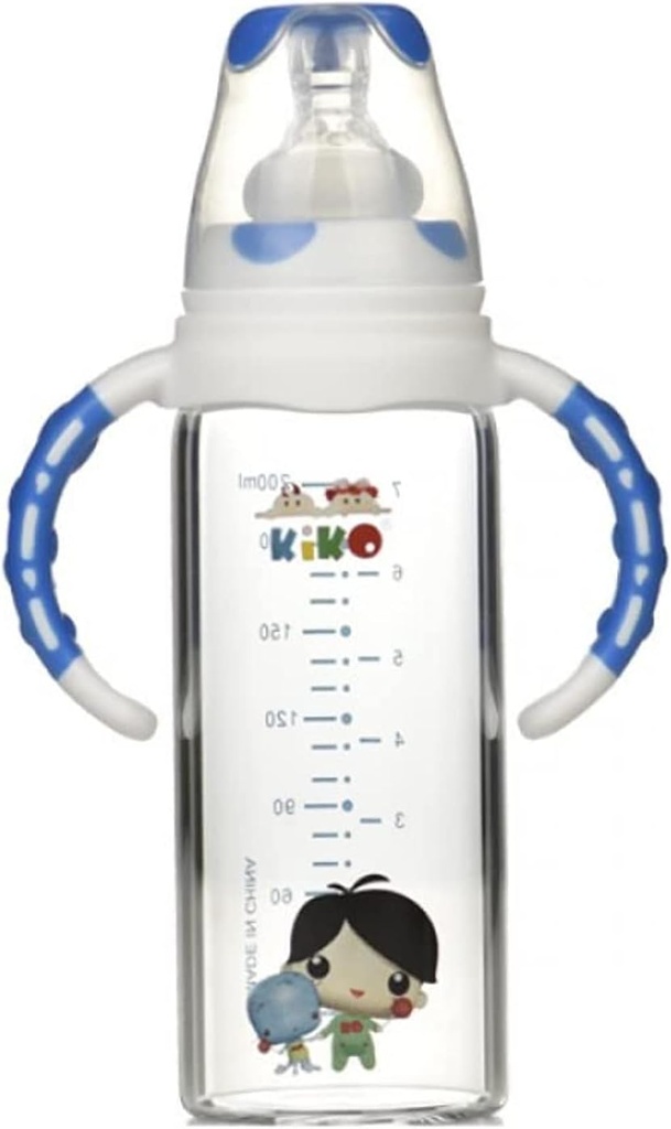 Kiko Glass Feeding Bottle with Handle 6m+ 200ml