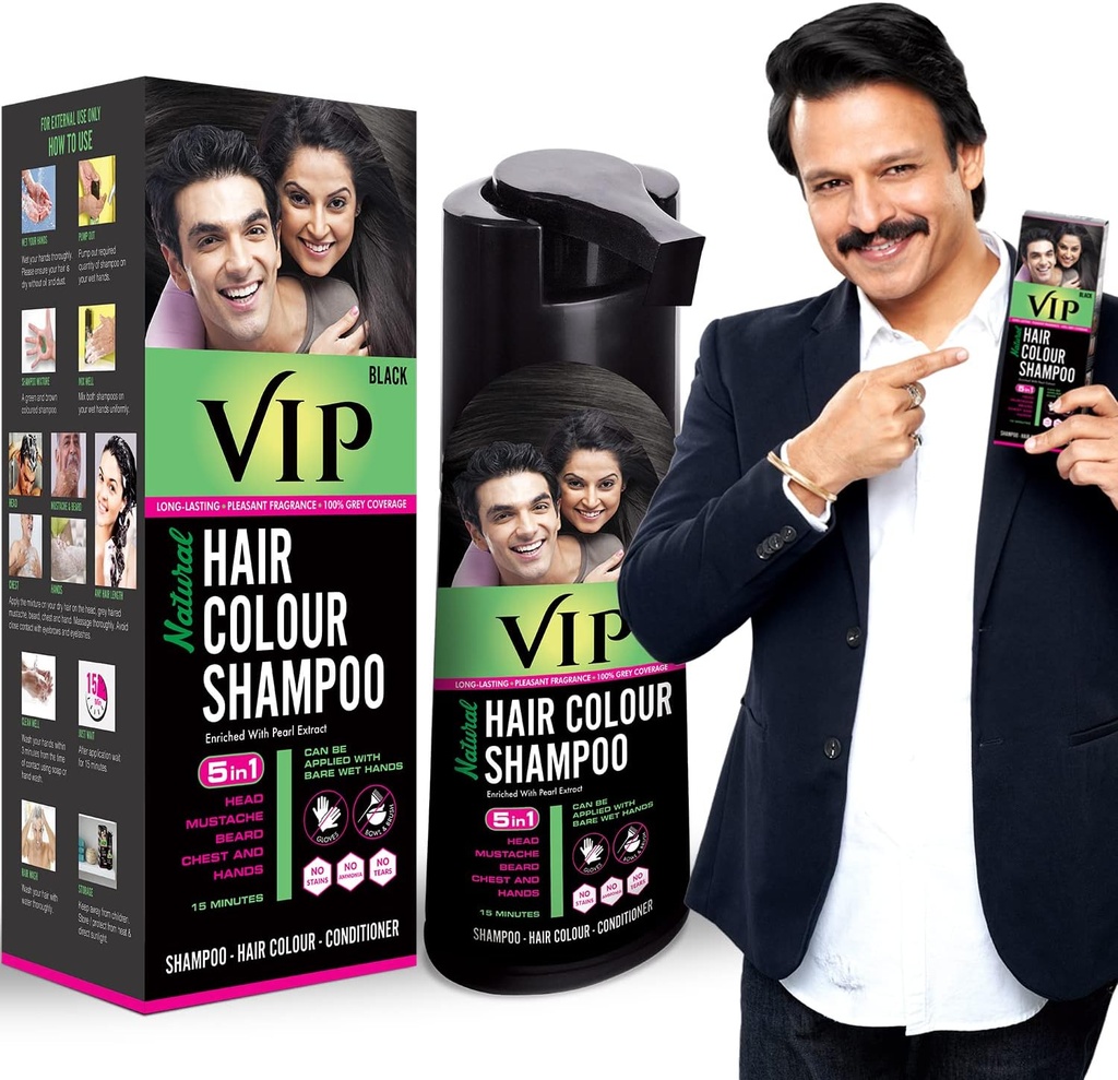 Vip Hair Colour Shampoo Black 180ml