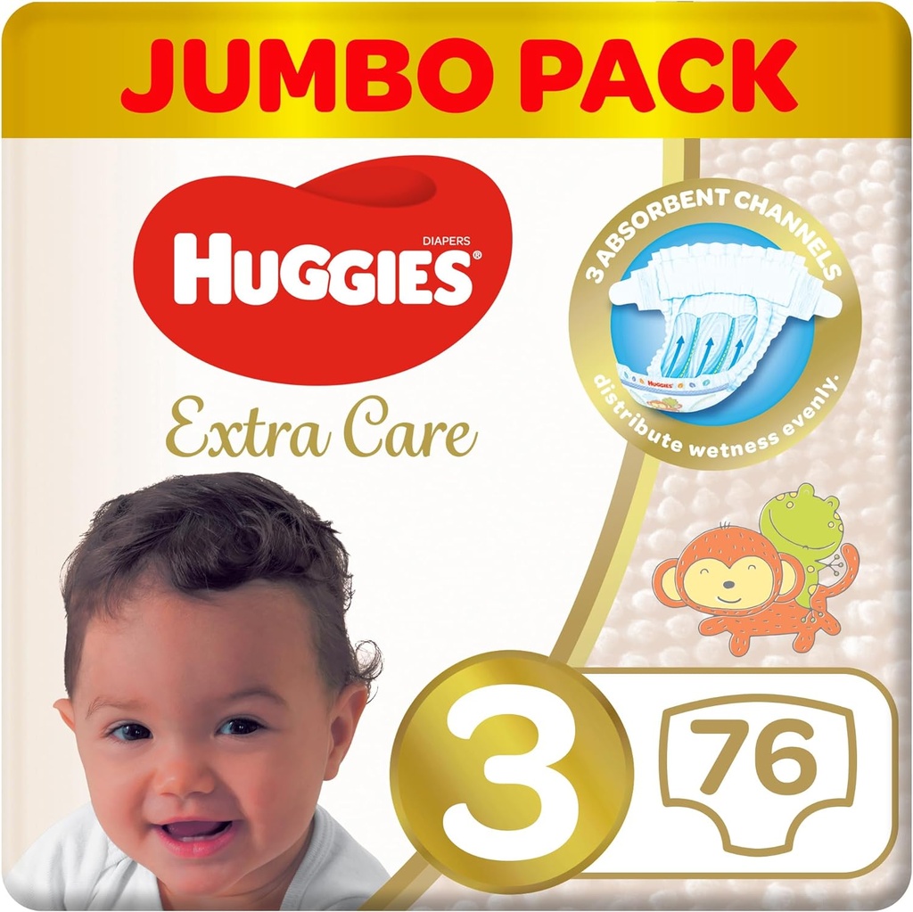 Huggies Extra Care Diapers Size 3 Jumbo Pack 2*76