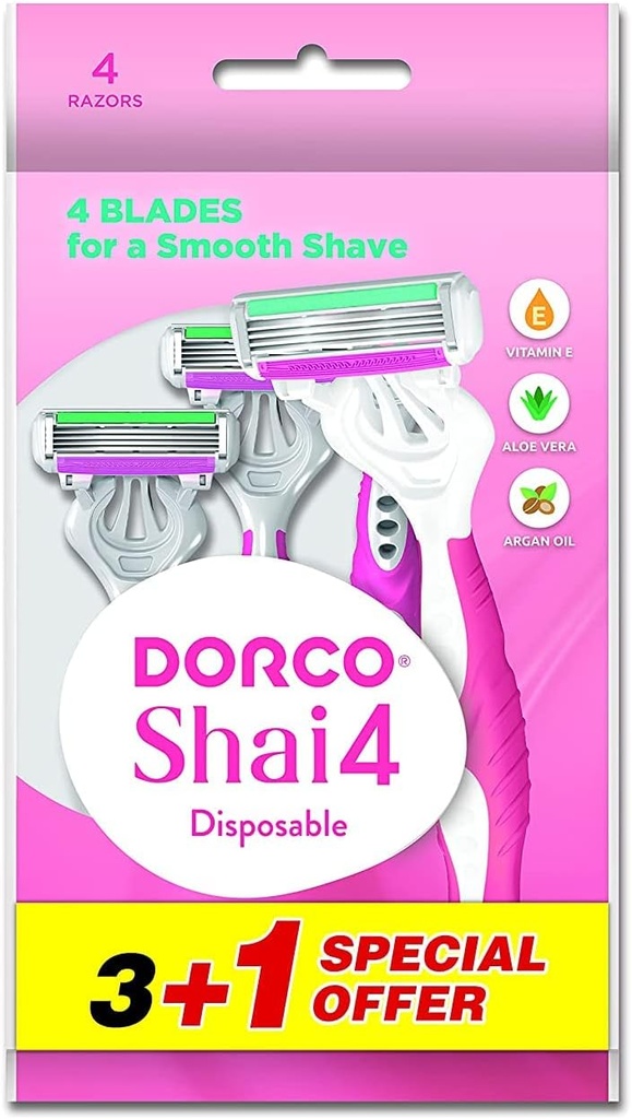 Dorco Shai 4 Blades Razor 3+1 Free Pack