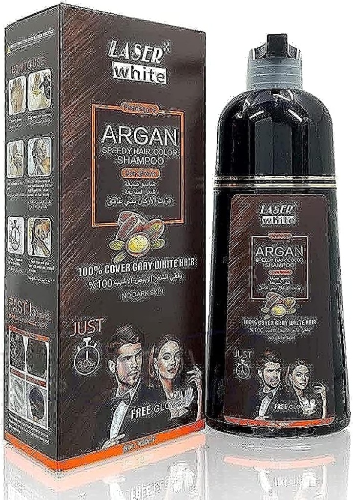 Laser White Argan Shampoo Dark Brown 420ml