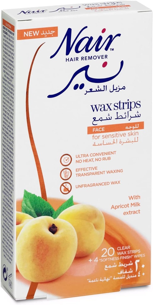 Nair Wax Strips Face Apricot 20 Strips