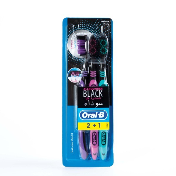 Oral-B Toothbrush Black Medium 2+1 Free