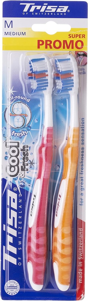 Trisa Toothbrush Medium Cool Fresh 1+1 Free