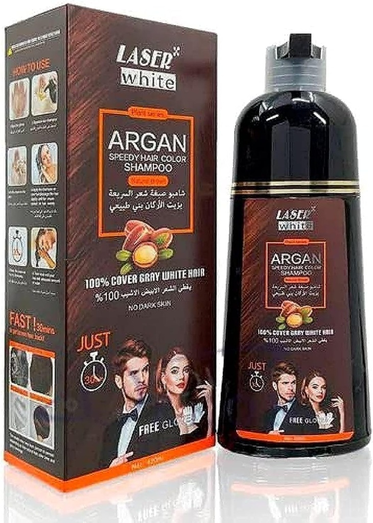 Laser White Argan Shampoo Natural Brown 500ml