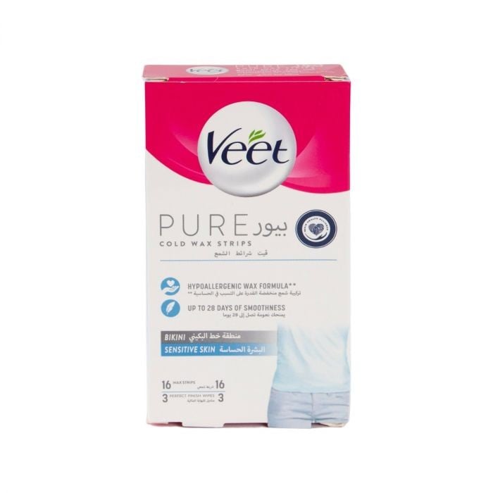 Veet Pure Cold Wax Strips Bikini Hypoallergenic 16 Strips