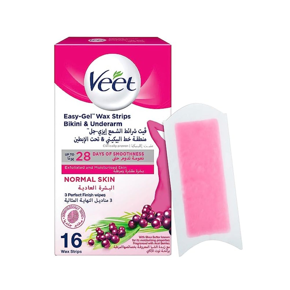 Veet Wax Strips Bikini Underarms Normal 20 Strips