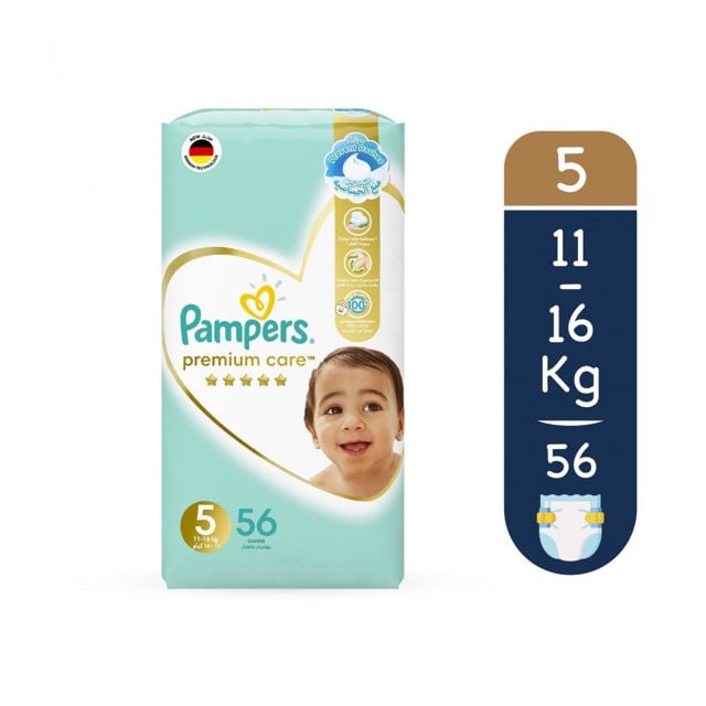 Pampers Premium Care Diapers Size 5 Junior Double Pack 2*56