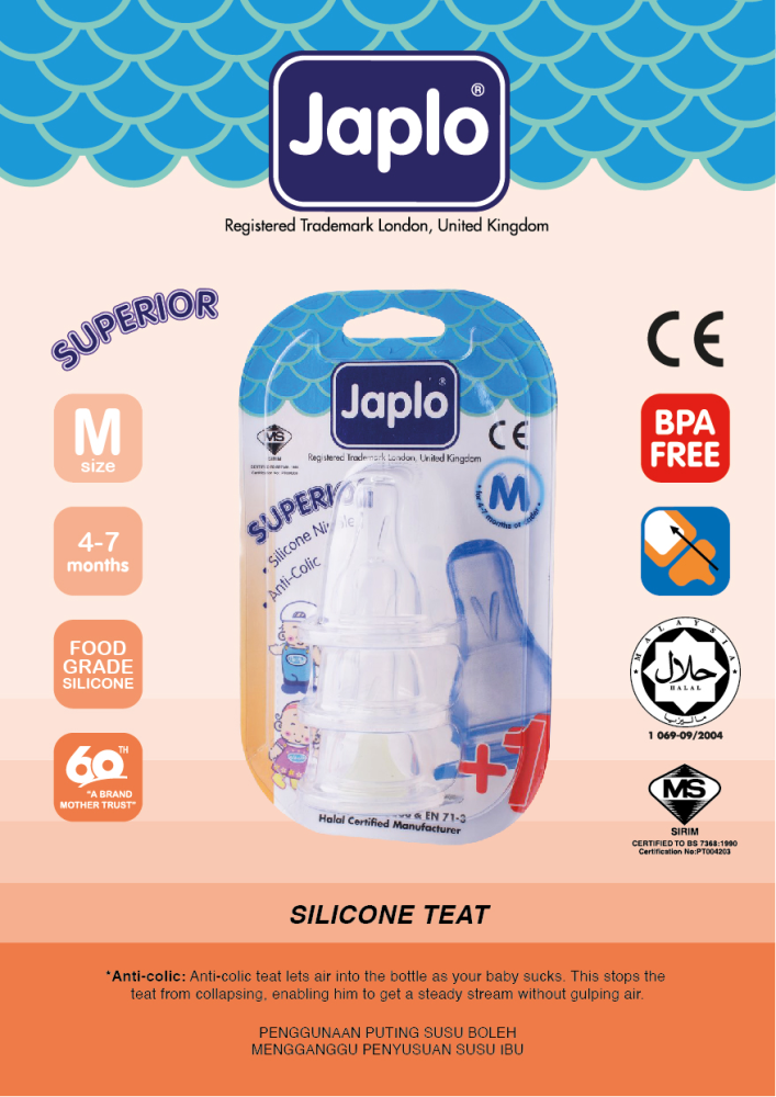 Japlo Silicone Nipple Medium 3pcs Card