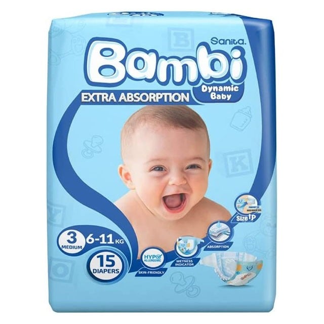 Bambi Diapers Size 3 Medium Regular Pack 6*15