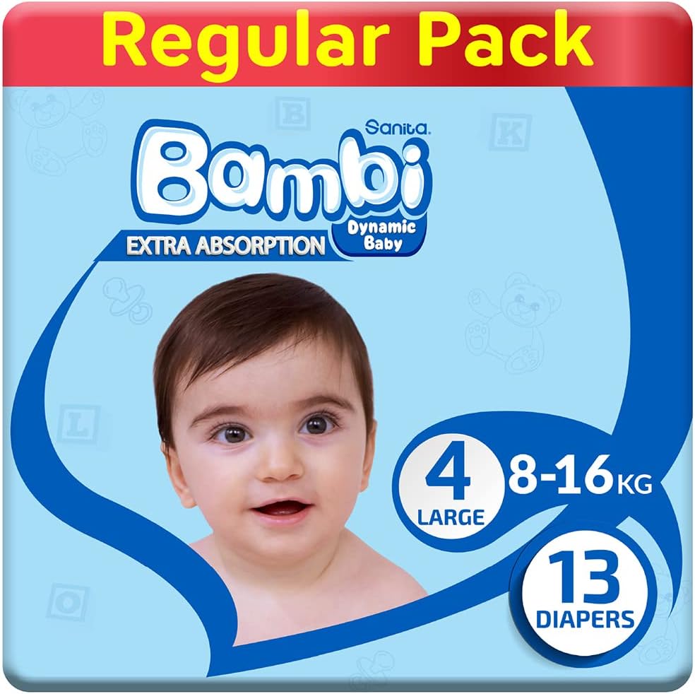 Bambi Diapers Size 4 Large 8-16kg Regular Pack 6*13