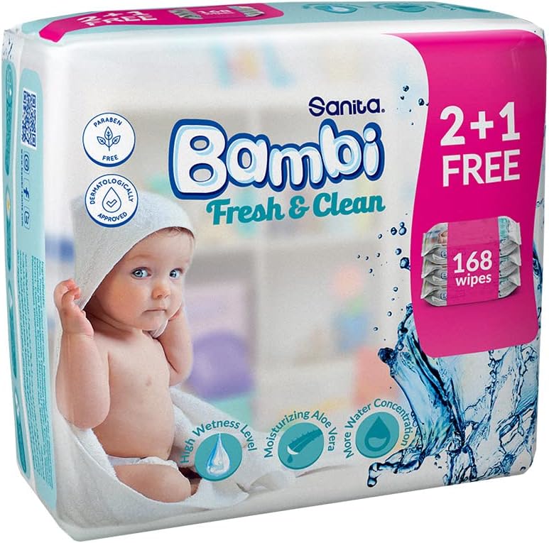 Sanita Bambi Baby Wipes Gentle Touch 4x3x64s