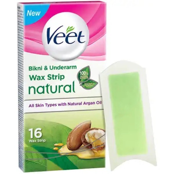 Veet Wax Strips Bikini Underarm Argan Oil 16 pcs