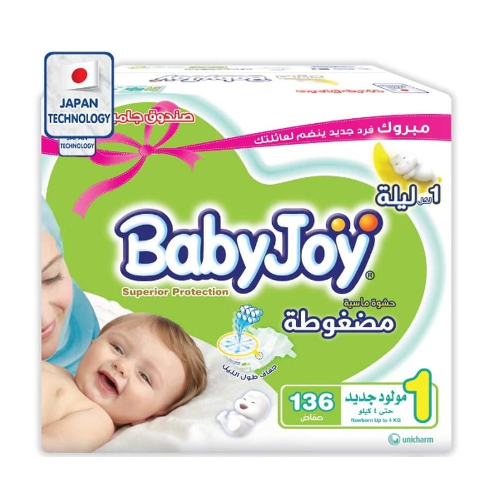 BabyJoy Diapers Size 1 Newborn Up to 4kg Box 2*68