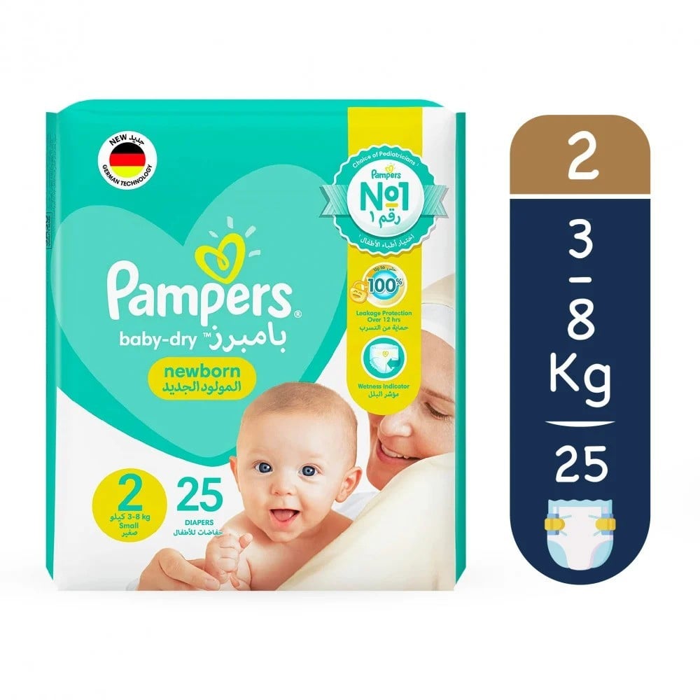 Pampers Baby-Dry Diapers Size 2 Small 3-6kg Pack 6*25