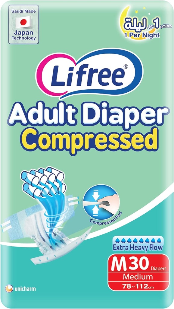 LIFREE TAPE ADULT DIAPER MEDIUM 2*30S 18223