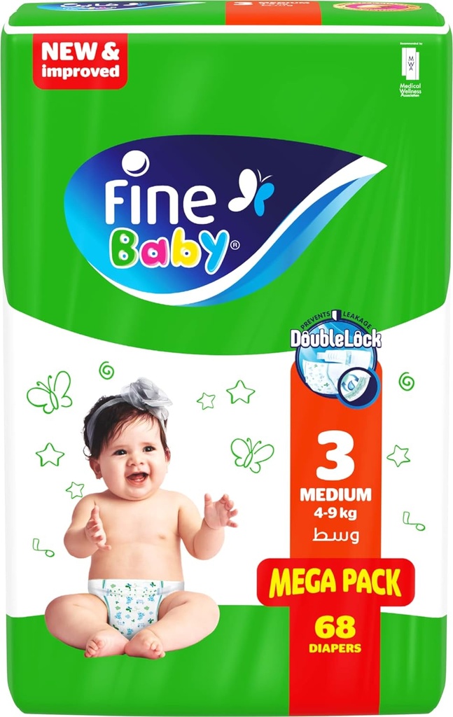 Fine Baby Diapers Size 3 Medium Mega Pack 2*68