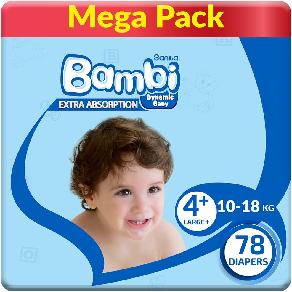 Bambi Diapers Size 4+ Large Double Pack 2*78