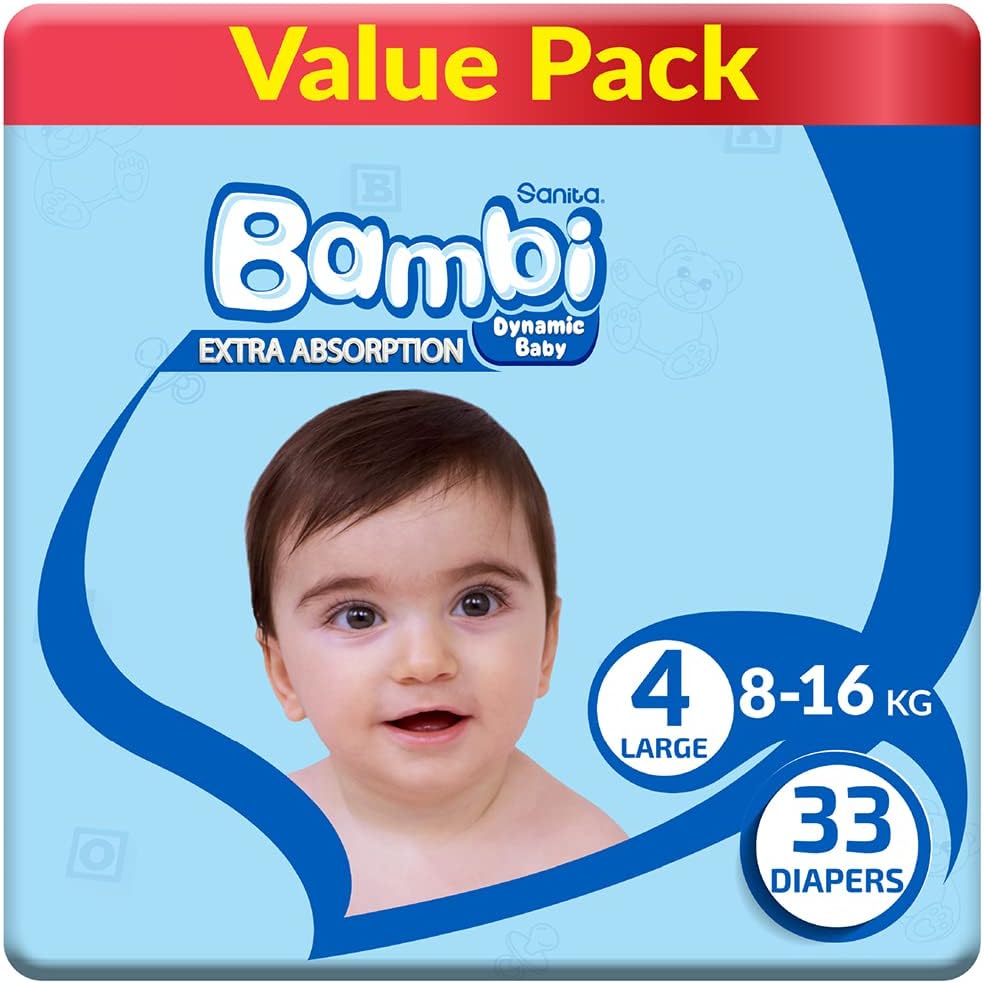 Sanita Bambi Diapers Size 4 7-18kg Jumbo Pack 4*33