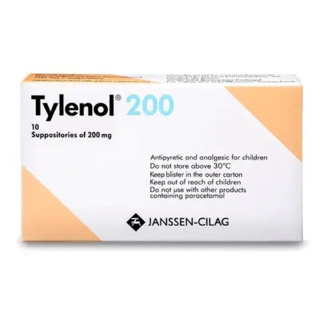 Tylenol Suppositories 200mg 10s