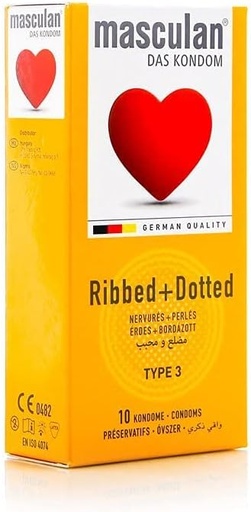 [1191] Masculan Condom Ribbed+Dotted Type 3 10s