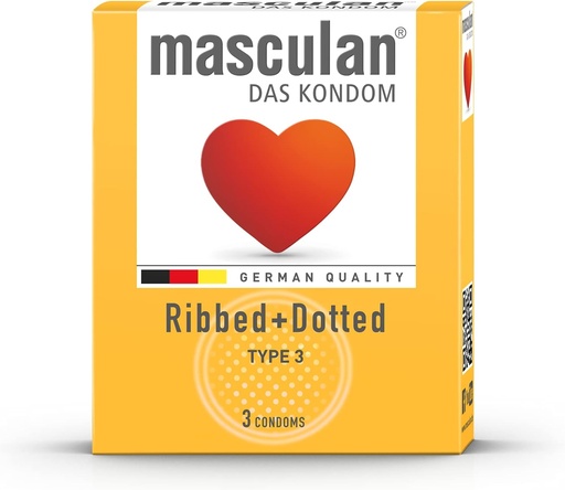 [1198] Masculan Condom Ribbed+Dotted Type 3 3s