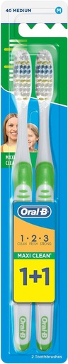 [5708] Oral-B Toothbrush 3-Effect Maxi Clean Medium 1+1 Free