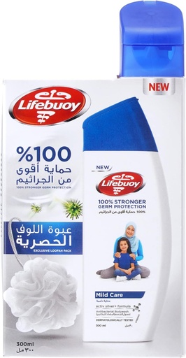 [11259] Lifebuoy Body Wash Mild Care 300ml + Loofah