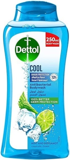 [13863] Dettol Shower Gel Cool 250ml + Puff