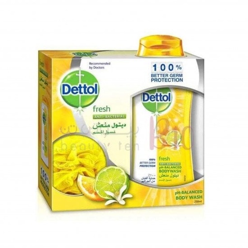 [13865] Dettol Shower Gel Fresh 250ml + Puff