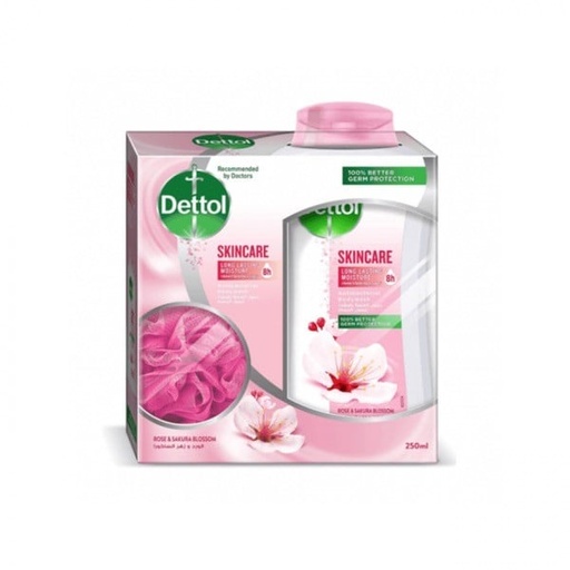 [13869] Dettol  Shower Gel Skin Care 250+PUFF