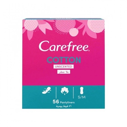 [14452] Carefree Cotton Unscented Panty Liners 56 pcs