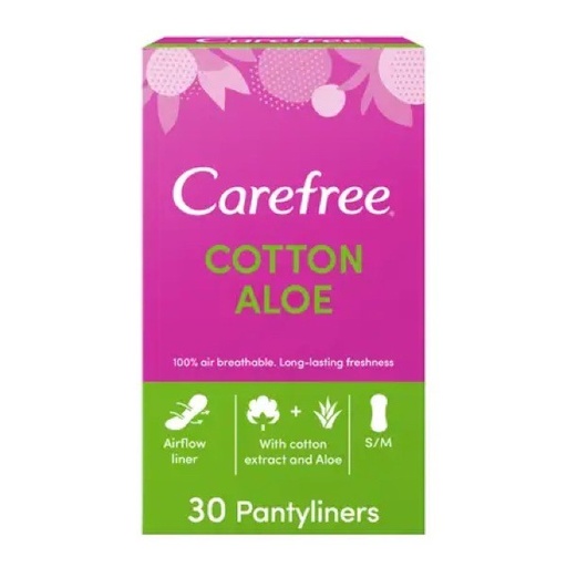 [14476] Carefree Cotton Aloe Wrapped Panty Liners 30 pcs