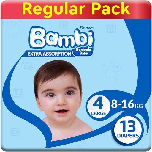 [15574] Bambi Diapers Size 4 Large 8-16kg Regular Pack 6*13