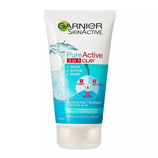 [18785] Garnier Pure Active 3-in-1 Wash Scrub Mask 150ml