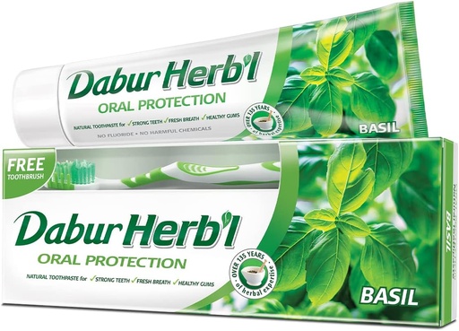 [19662] Dabur Herbal Toothbrush Basil 150ml + Toothpaste