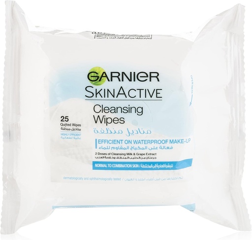 [20214] Garnier Cleansing Wipes Normal Combination 25s